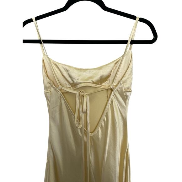 SHOWPO NATALIE MAXI DRESS Satin Scoop Neck Low Tie Back Slip Dress in Lemon Sz 4 - Picture 9 of 11